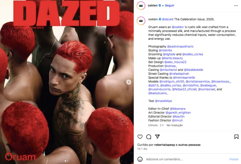 Capa da revista britânica Dazed Foto: Reprodução/Instagram