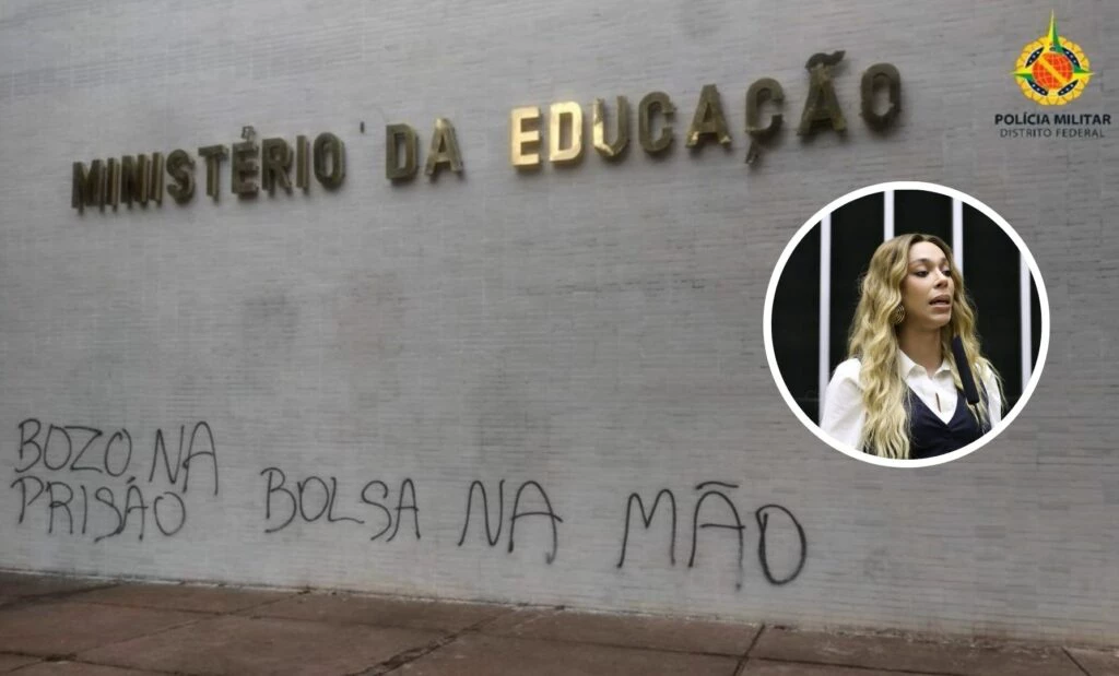 Erika Hilton mantém funcionário que pichou prédio do MEC Fotos: Divulgação/PMDF // Kayo Magalhães/Câmara dos Deputados