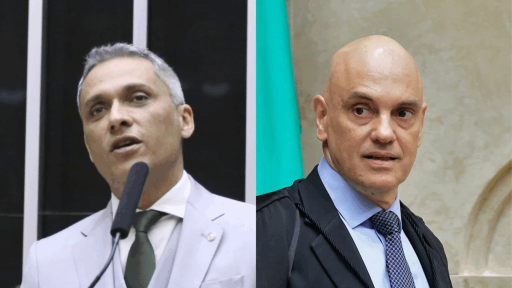 Gustavo Gayer e Alexandre de Moraes FotosKayo Magalhães/Câmara dos Deputados // Fellipe Sampaio /STF