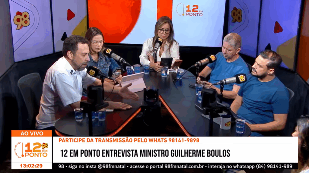 Guilherme Boulos na Rádio 98 FM Natal Foto: YouTube 98fmnatal