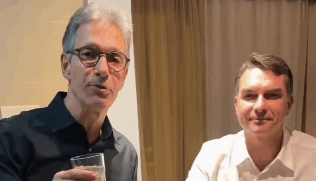 Romeu Zema e Flávio Bolsonaro Foto: Reprodução/Print de vídeo X