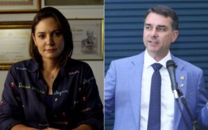 Michelle Bolsonaro e Flávio Bolsonaro Fotos: Reprodução Instagram | Vinicius Loures / Câmara dos Deputados