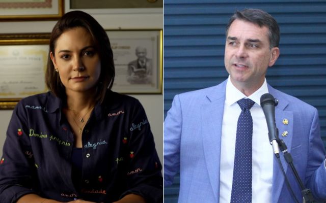 Michelle Bolsonaro e Flávio Bolsonaro Fotos: Reprodução Instagram | Vinicius Loures / Câmara dos Deputados