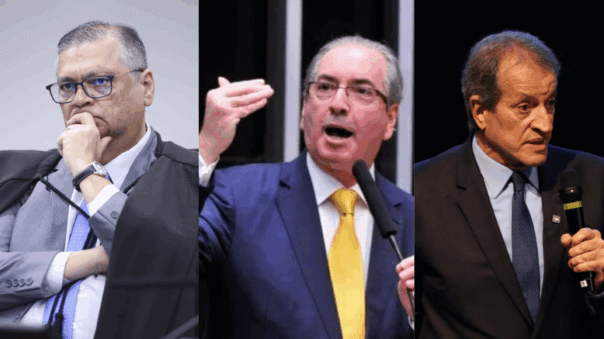 Flávio Dino, Eduardo Cunha e Valdemar Costa Neto Fotos: Ton Molina/STF // Luis Macedo/Câmara dos Deputados // Beto Barata/PL