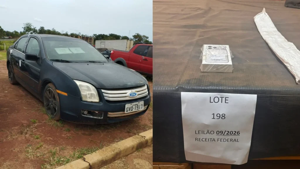 Carro e celular são leiloados pela Receita. (Fotos: Divulgação)